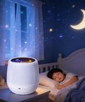 Kids Night Light Projector With USB Cable, 360 Degree Rotating Star Sky Lamp For Bedroom, illuminating stars and moon.