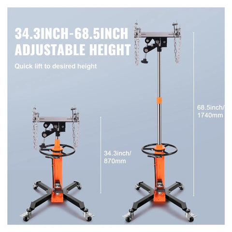 Transmission Jack 1322 Lbs Hydraulic Telescoping 32 To 67 Inch High Lift Floor Stand Hoist adjustable height demonstration