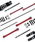 Aluminum Alloy Front And Rear Torsional Sway Bars Linkage Set For 1 To 7 UDR Upgrades Beefed Up Front And Rear Sway Bar Linkage Replacement CNC Machined Lightweight Durability Upgrade Kit For Dialed In Stability And Handling, red and black parts