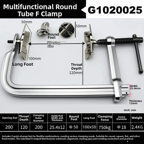 Heavy Duty Multipurpose Cylinder Fixing Tool With Quick Change Feet For Steel Pipes And Rounds Welding Supports Strong Stable Clamping Jobs On Site, detailed technical diagram.