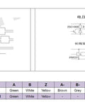 Diagram showing output phase shift and connections for 300mm Roller Rubber Wheel Length Position Meter with Pulse Rotary Encoder 600PPR Push Pull Output and Steel Mounting Bracket for Lift Rail Sweet Setup for Conveyor Systems and CNC Machines Measuring Length in Inches or Meters for Easy Integration, including signal colors and connections.