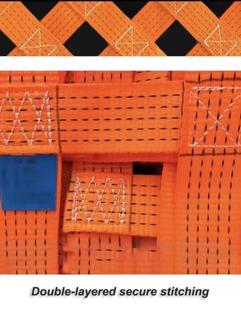 Close-up of double-layered stitching on Heavy Duty Cargo Hoisting Net 2 Ton for safe haul and industrial lifting secure transport.