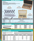 Three Eighths Inch Type C HSS Keyway Broach With Two Shims For Precision Milling And Gear Keyway Cutting, high speed steel set on display with multiple broaches and shims in an open box.
