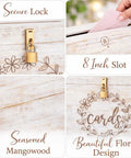 Real Deal Solid Wood Wedding Card Box With Tight Lock And Wide Opening To Bag Every Last One Of Those Sweet Guest Envelopes Clean Rustic Vibe built from seasoned mangowood with secure lock and 8-inch slot.