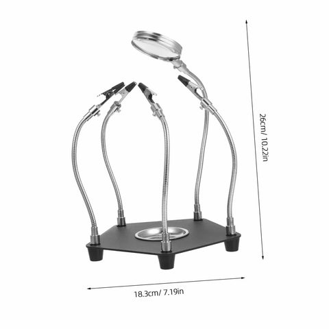 LED Magnifying Lamp With Magnifying Glass Holder For Soldering Circuit Boards Sturdy Third Hand Tool Magnetic Helping Hands shown