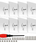 Zero Drama Wall Mount Self Adhesive Screw Set No Prep Stick On Heavy Duty Hooks With Three Sizes image of 8 self adhesive hooks and screws.