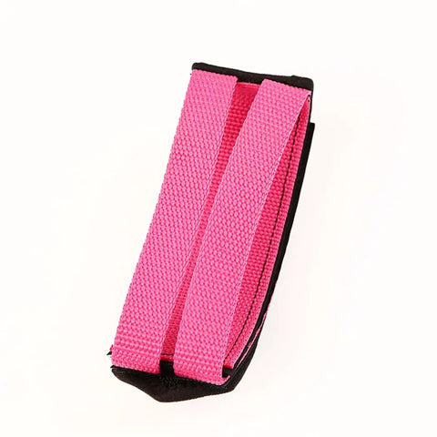 Universal Bike Pedal Straps With Nylon Tape Easy Install Toe Pedal Straps For Secure Foot Grip in bright pink nylon.