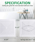 Specifications of No Fuss Easy Install Replacement Bathroom Exhaust Fan Cover With Spring Square Ceiling Or Wall Mount Grille BP46 BP90