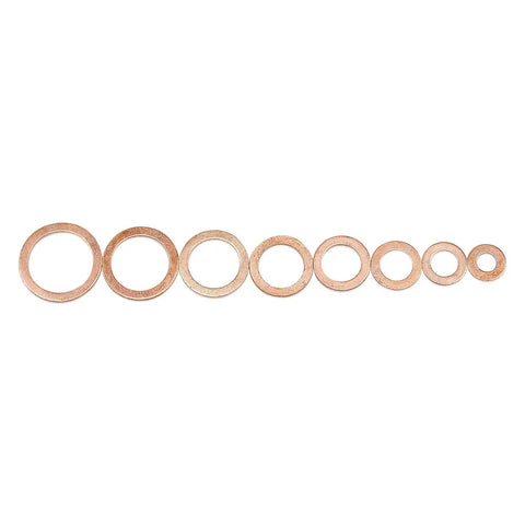 Copper Sealing Washers Assortment Set Pro Grade, 150 Pcs In 8 Metric Sizes M6 To M20, high conductivity copper, corrosion resistant