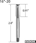 Pro Grade 5/16-20 UN Tap And Die Set For Right Hand Threads, tap 2.8 inch length with measurements, straight fluted for chip removal