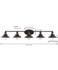 Dimensions of Oil Rubbed Bronze 5 Light Industrial Farmhouse Vanity Light Wall Sconce With Metal Shade for bathroom mirror or kitchen