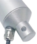 Close-up of a silver connector and mounting point on the Top Tier Electric Linear Actuator With Built Like Tank Tubular Motor.