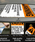 12 By 8 Inch Aluminum Warning Electrical Supply Connection Sign Tough As Nails Industrial Grade Safety Sign With Pre Drilled Holes For Easy Mounting In Industrial Commercial And Residential Settings, angled view