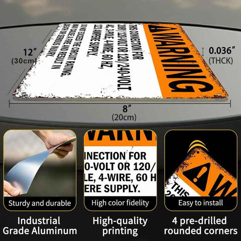 12 By 8 Inch Aluminum Warning Electrical Supply Connection Sign Tough As Nails Industrial Grade Safety Sign With Pre Drilled Holes For Easy Mounting In Industrial Commercial And Residential Settings, angled view