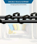 Heavy Duty Double Curtain Rod Brackets Set Of 2 In Black For 1 Inch And 5 Eighths Inch Rods, showing double track support