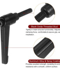 Six Piece Adjustable Clamping Lever Handles M6 20mm Male Thread Bolts Rotating Screw Black Aluminum Alloy Durable