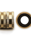 Three Quarter Inch Female To Female Garden Hose Adapter Kit With Solid Brass Construction Swivel Connectors, top view