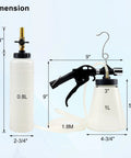 1L Pneumatic Brake Fluid Bleeder Kit With Vacuum Extractor And 90 To 120 PSI Master Cylinder Adapters size dimensions