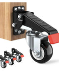 4 Pack Workbench Casters Kit With Retractable Heavy Duty Wheels 660 Lb Capacity attached to wood, non-marking caster shown