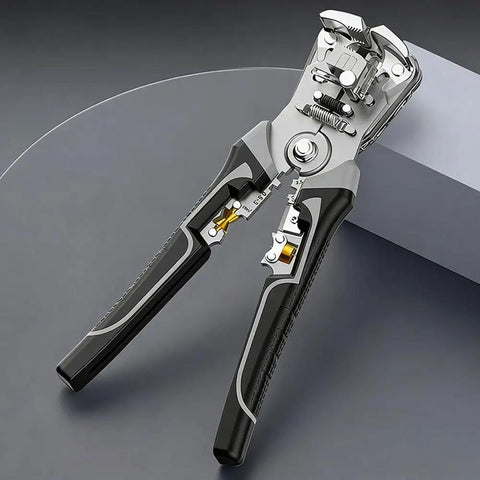 Heavy Duty Automatic Wire Stripper And Crimping Pliers with ergonomic handles, forged steel, ideal for electric wiring.