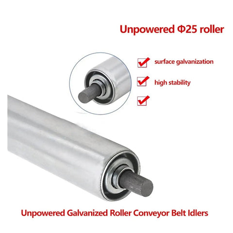Built Tough Heavy Duty Gravity Rollers For Industrial Conveyor Belts 50mm Diameter Steel Drum with smooth bearing for stability.