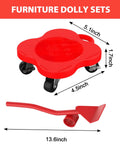 No Sweat Heavy Duty Furniture Mover Sliders With Braked Swivel Wheels And 360 Degree Turn Anti Grip Footpads, red dolly and lever tool.