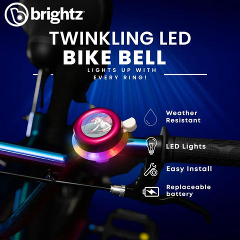 Light Up Unicorn Pink Kids Bike Bell For Girls With Flashing Multicolor Lights That Flash With Every Press For A Totally Fun Loud Ring And Cute Accessory For Bicycles on handlebar