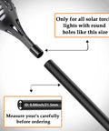 Compatible joint connectors for Solar Torch Flame Lamp Extension Kit with round hole size display.