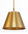 12 Inch Modern Gold Pendant Light With Tapered Metal Shade Mid Century Empire Style Hanging Lamp In Warm Brass Finish