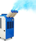 Heavy Duty 220V Industrial Air Conditioner Portable Spot Cooler With Three Adjustable Airflow Ducts And Smart Panel Controls For Shops Or Warehouses Chillin The Area Straight Up All Weekend Long with three air ducts blowing cool air.