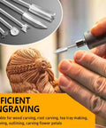 Heavy Duty Wood Carving Drill Bits Set Compatible With Dremel Rotary Tools Five Piece Engraving Kit With Three Millimeter Shank for detailed wood carving.