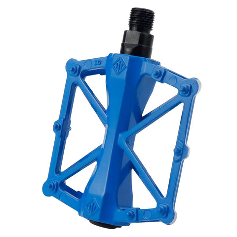 2 Pack Aluminum Mountain Bike Pedals Flat Bicycle Pedals For MTB BMX Road Universal Fit 9/16 Inch Compatible Blue With Large Wide Contact Surface