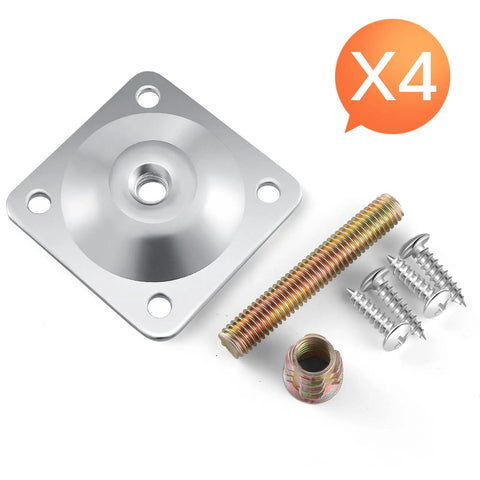 Heavy Duty Leg Mounting Plates Set For Sofas And Furniture Repair Four Two By Two Inch T Plates With Quarter Inch Depth