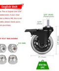 Heavy Duty Three Inch Lockable Swivel Caster With Slick Rolling Threaded Stem Wheel Built Tough As Nails For Equipment Carts Furniture And Shop Gear That Delivers Championship Performance Daily - close-up with threaded stem and nuts.