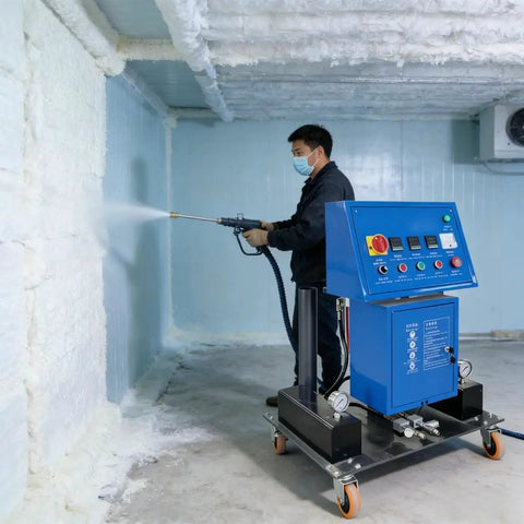 Top Tier Portable Polyurea And Polyurethane Spraying Machine For Efficient PU Foam Insulation Coating in use at a job site.