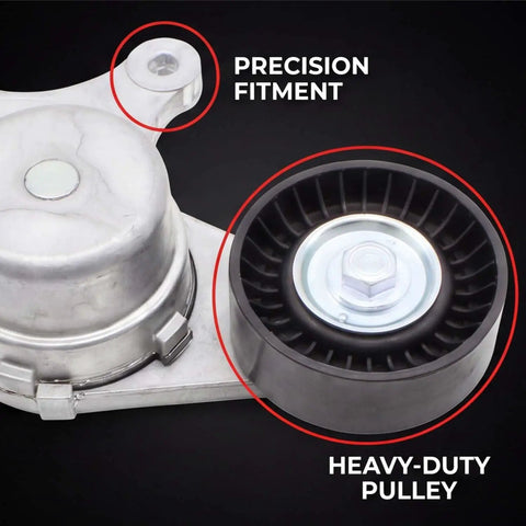 Drive Belt Tensioner Kit For Ford Edge Explorer Flex MKS MKT MKX MKZ 2010 2019 3 5L V6 Replaces BT4E6B209CC 7T4E6B209EB Fix Your Ride Smooth No Worries Just Install Plug And Play Reliable Beast Mode Upgrade. close-up of heavy-duty pulley and precision-fit tensioner