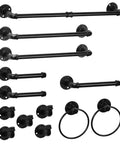 13 Pieces Industrial Pipe Towel Rack Set Matte Black Bathroom Hardware With Towel Bars Towel Ring Hooks And Paper Holder For Wall Mounted Kitchen And Bath All In One Setup