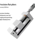 Precision flat pliers with thickened screw rod for high clamping force, designed for precision grinding and workholding.
