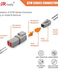 Deutsch DTM Connector Kit With 2 3 4 6 8 12 Pin Options Size 20 To 22AWG Solid Contacts, installation diagram showing components.