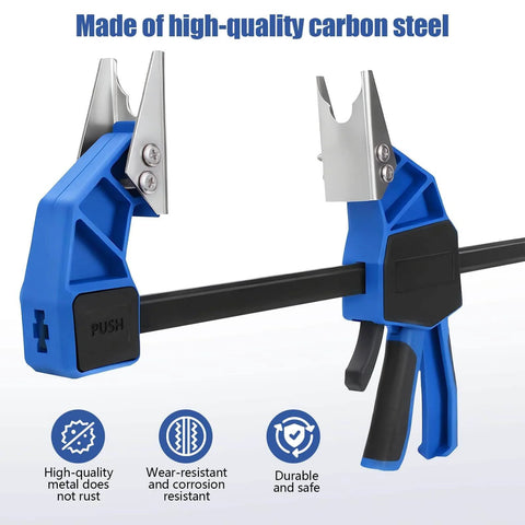 18 Inch Hydraulic Quick Connect Hand Clamp Tool Set With 6 NPT Dual Jaw Configurations And Storage Bag on white background
