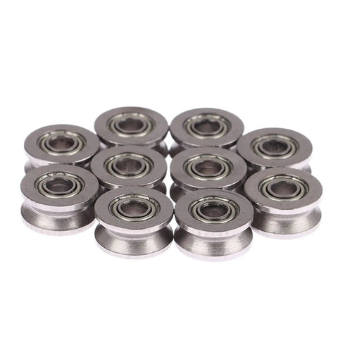 10 Pack V624ZZ V Groove Sealed Ball Bearings 4X13X6MM Rock Solid Track Rollers with slick rubber shields, stacked for smooth gliding.