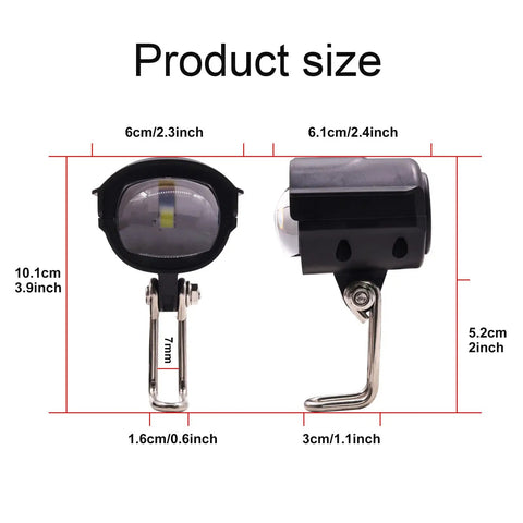 All In One Electric Bike Spotlight With Horn And Front Light, 12W LED Fog Light, Waterproof Front Lamp For Electric Scooters And Motorcycles, 36 To 60V Compatibility, 59 Inch Wire, Built In Speakers For Pedestrian Alerts And Safer Night Rides
