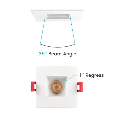 2 Inch Square LED Recessed Light With Junction Box 8W 50W Equivalent 5000K Bright White 600 Lumens Dimmable Downlight detail