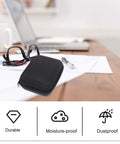 Heavy Duty Hard Shell Tech Carry Pouch For Chargers Power Banks Cables And Earbuds With Water Resistant Cover And Secure Zipper on desk.