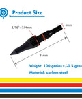 24 Pack 100 Grain Five Sixteenth Inch Screw In Field Arrow Tips For Archery Targets And Practice shown with dimensions