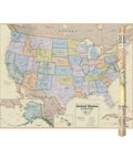 Boardroom Series USA Wall Map Dope Antique Style Laminated Poster for home office showing cities, capitals, states, 48x38 inches