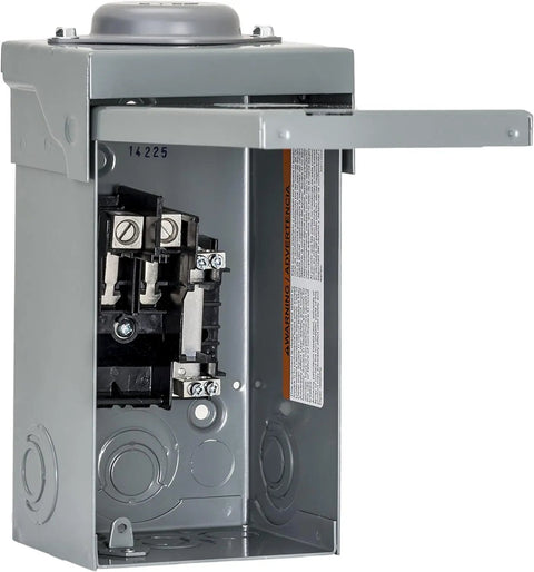 40 Amp Outdoor Load Center With Rainproof Cover and Top Entry Feeder Options, open view showing interior components