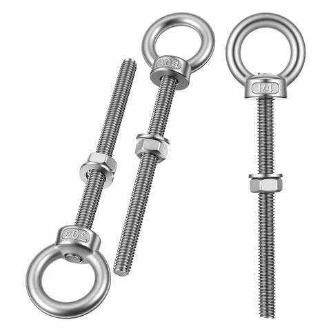 25 Pack Stainless Steel Marine Grade Eye Bolts One Quarter By Three Point Five Four Inch Threaded Eyebolts With Nuts And Washers For Lifting And Hanging Items Outdoors Boat Dock Garage Heavy Duty Rustproof Built Tough Hardware