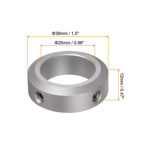 4 Pack Shaft Collars 25mm Bore Aluminum Alloy With Set Screws 38mm Outer Diameter 12mm Width For Wheelbarrow Axles Gearbox Assemblies CNC Machines Industrial Applications Anodized Finish, 25mm bore collar