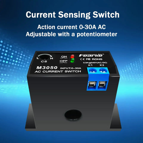 AC Current Sensing Relay For 0 To 30 Amps Normally Open Switch Output Current Monitoring Relay with adjustable potentiometer